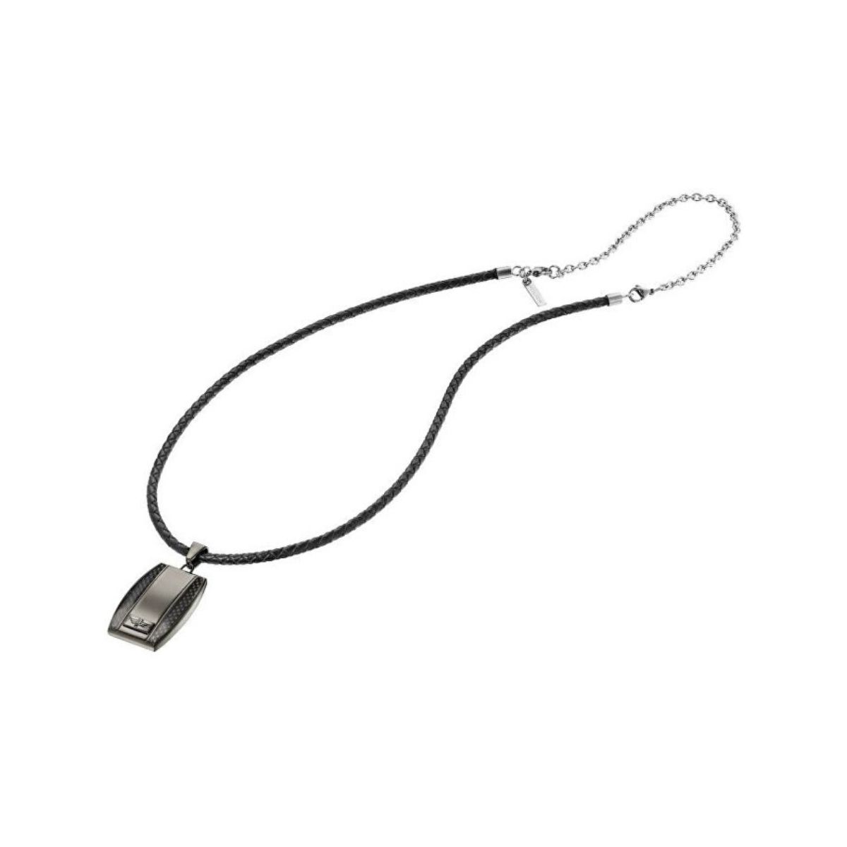 Vrat ima originalnu šaru na privesku zajedno sa ugraviranim logom brenda. Dimenzije priveska su 3,7 k 2,5 cm. Minimalna dužina: 46 cm, maksimalna dužina: 64 cm.